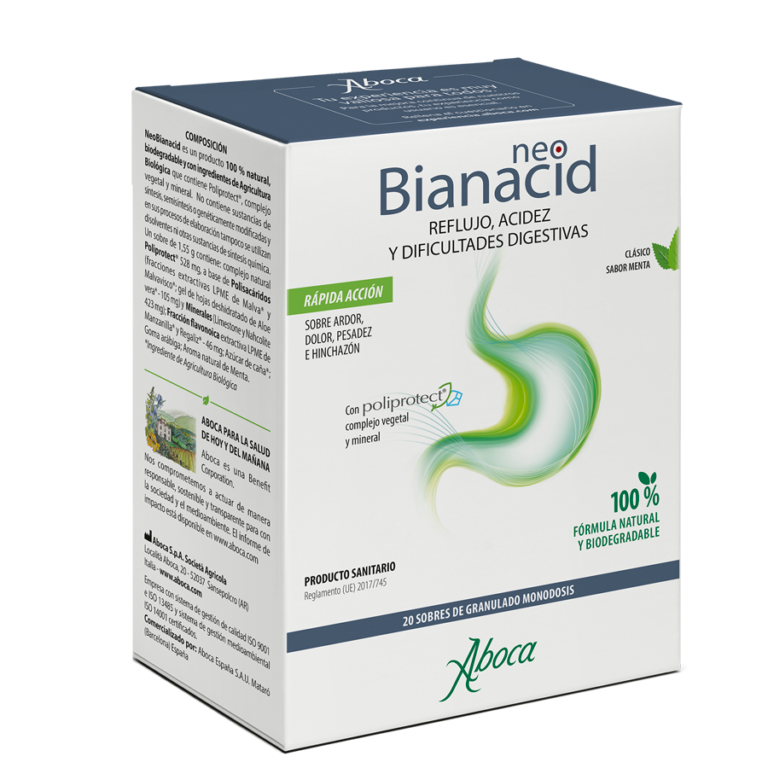 NeoBianacid Aboca Sabor Menta 14 Sobres - Acidez y Reflujo Gastroesofágico